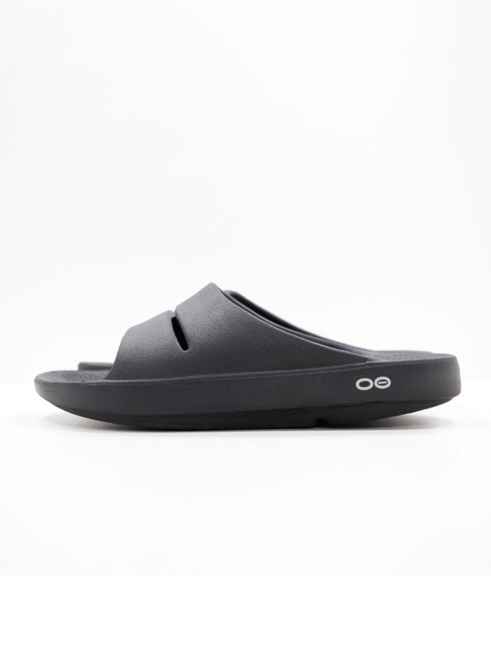 OOFOS OOahh Black Rubber Lightweight Comfort Slide Sandals - Women's 7